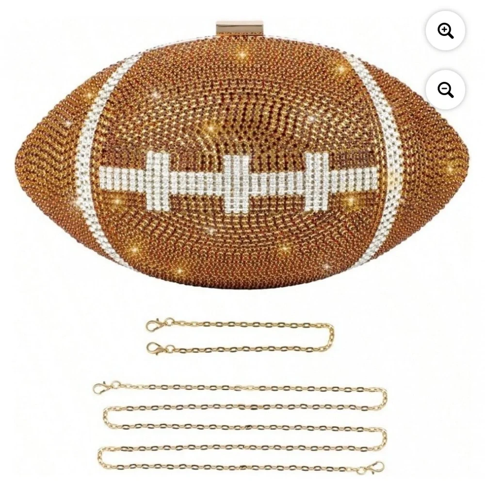 Gold Crystal Football Clutch - Picture 1 of 4